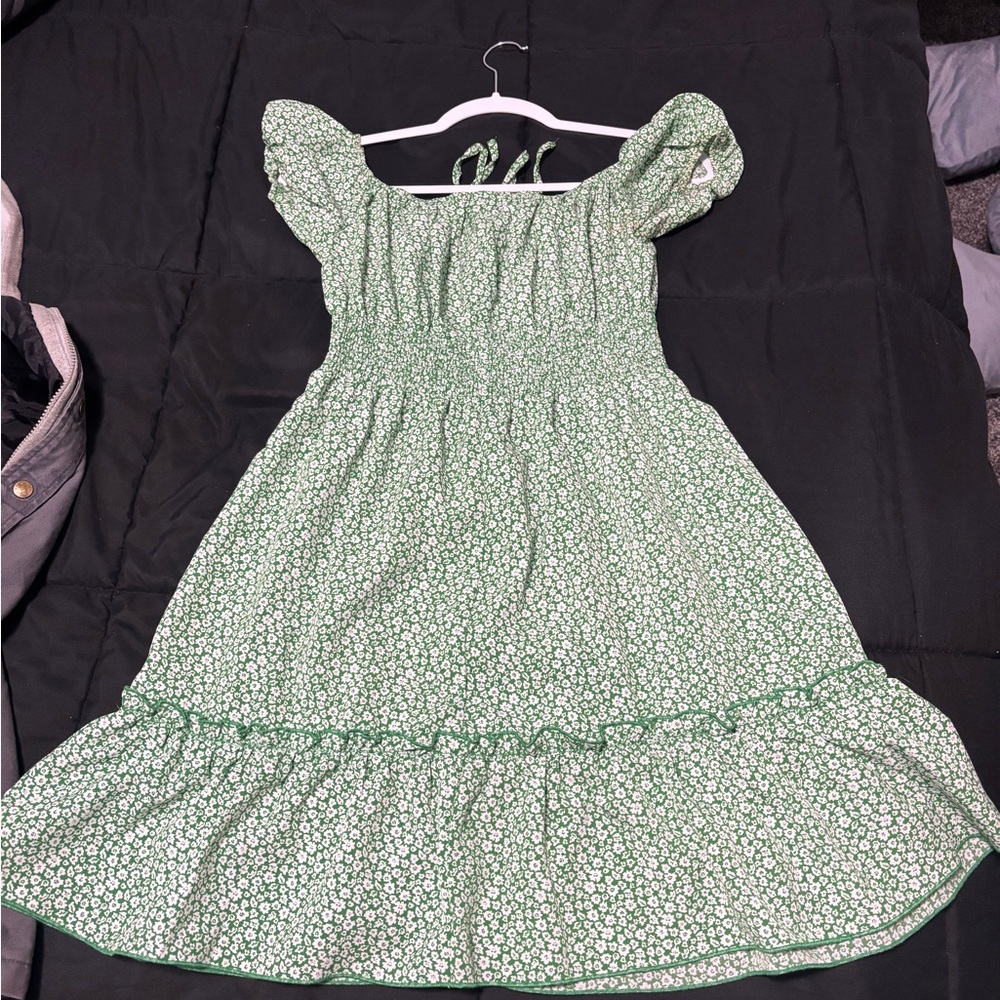 Green Floral Kids Dress